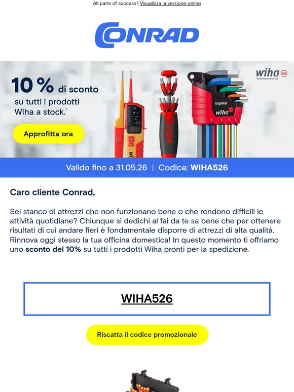 Promozione esclusiva Wiha: 10% di sconto