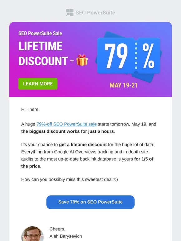 Sale is coming: 79% lifetime discount