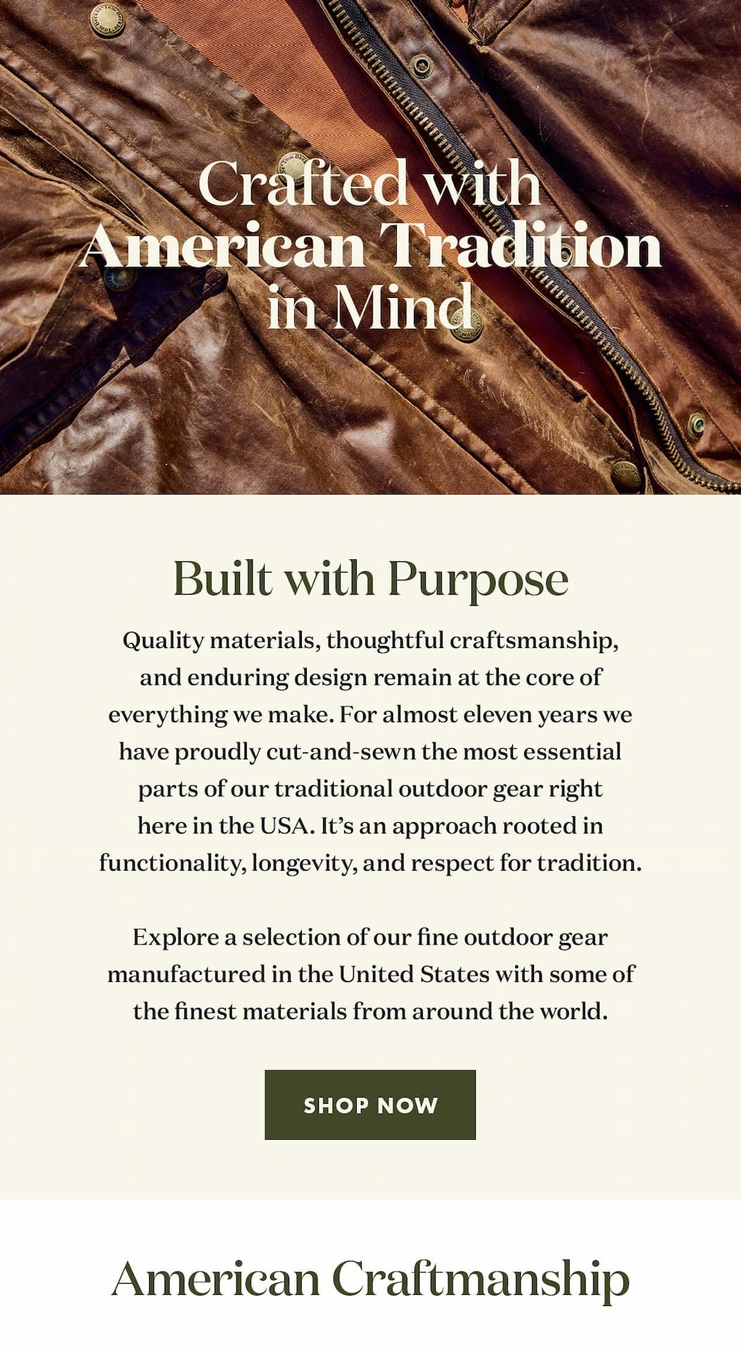 Crafted with American Tradition in Mind