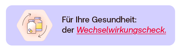 Text: Für Ihre Gesundheit: der Wechselwirkungscheck.