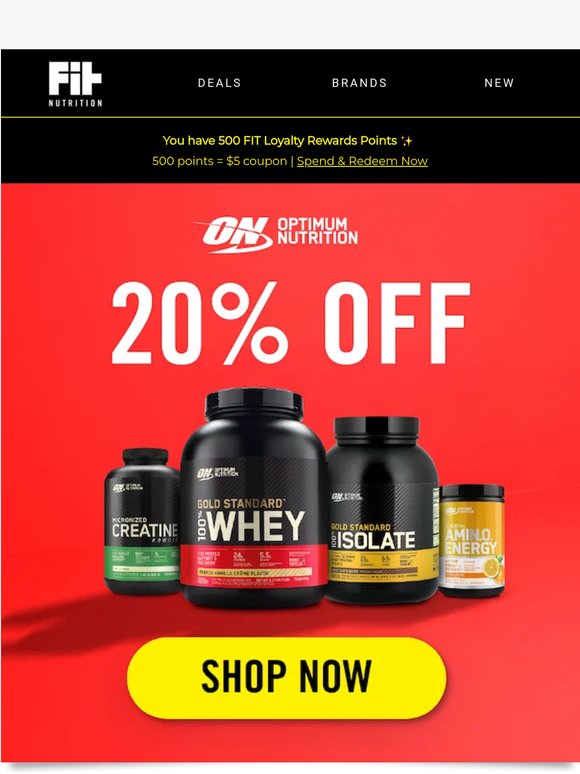 🌟 20% OFF Optimum Nutrition is LIVE