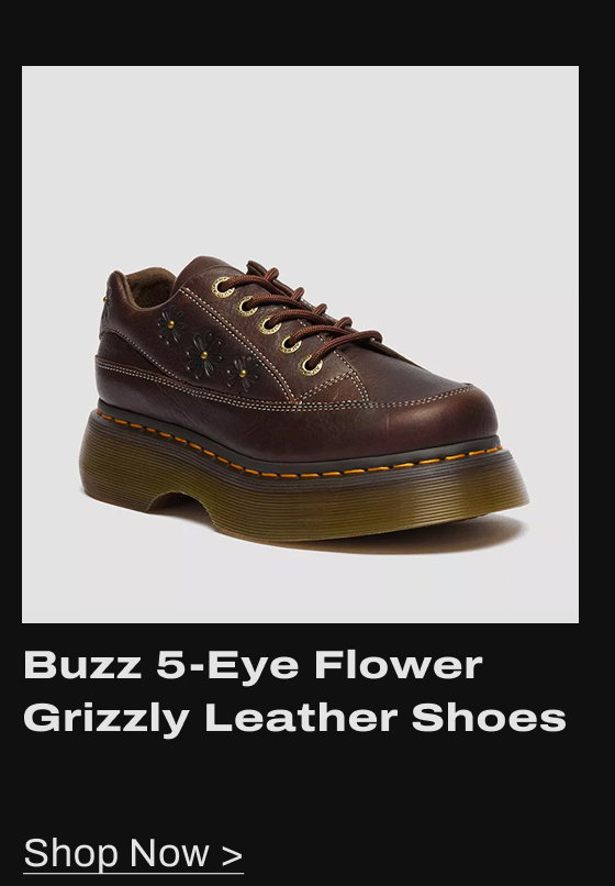 Buzz 5-Eye Flower Grizzly Leather Shoes