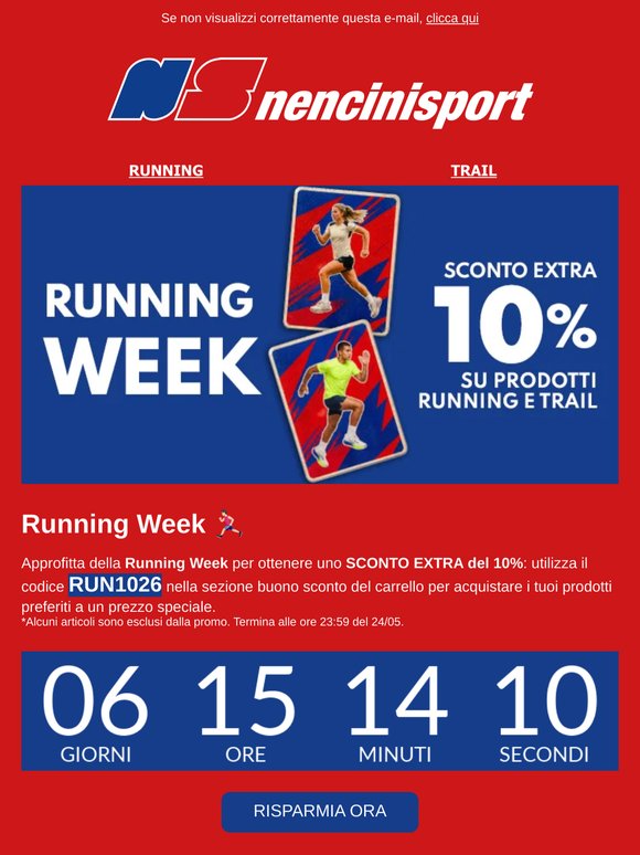 🏃🏻‍♂️ Sconto EXTRA 10% - Running Week 🏃🏻‍♂️
