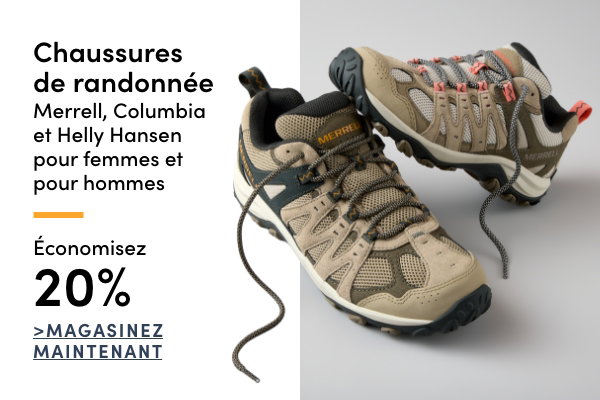 Chaussures de randonnée Merrell, Columbia et Helly Hansen pour femmes et pour hommes économisez 20%