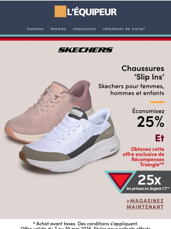 Économisez 25 % sur les chaussures 'Slip-Ins' Skechers 👟
