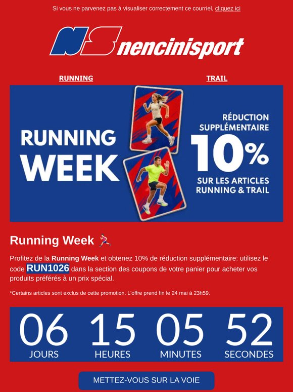 🏃🏻‍♂️ Réduction Supplémentaire 10% - Running Week