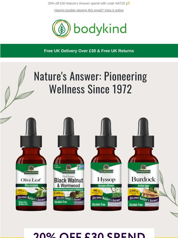 Offer of the Week: 20% off Nature's Answer 💛