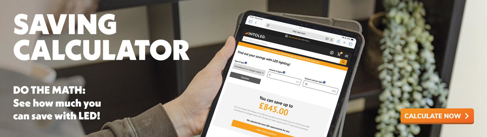 A screenshot of the INTOLED calculator 