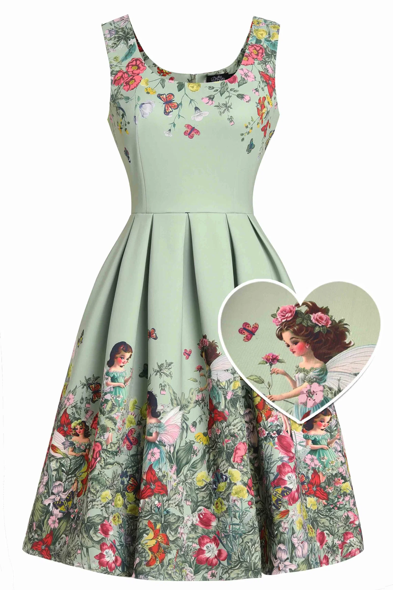 Image of Amanda Fairy Forest Flared Dress In Green