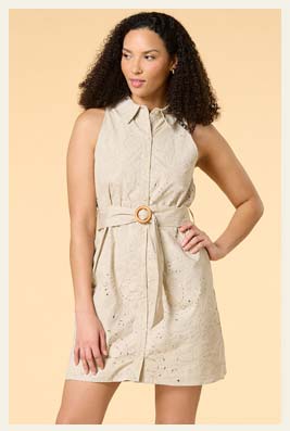 Shop Natural Woman Poplin Shirt Dress
