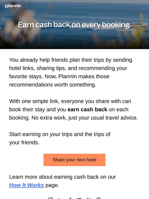 Earn cash back on every booking.