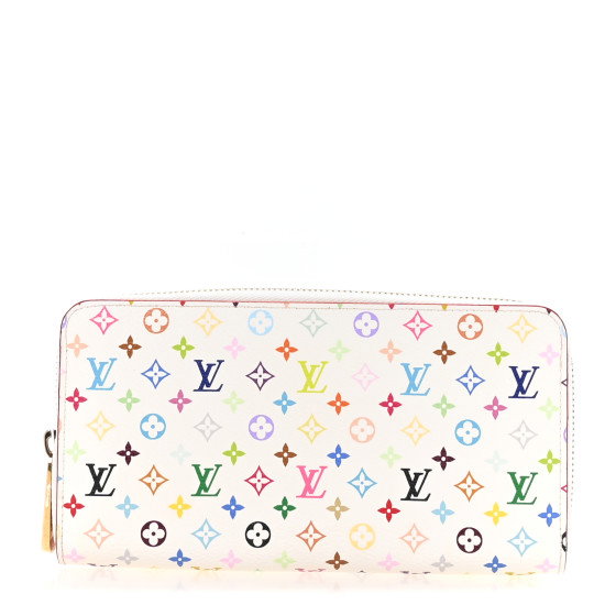 LOUIS VUITTON Monogram Multicolor Zippy Wallet White Litchi
