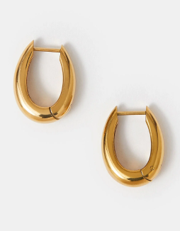 Stainless Steel Chunky Oval Hoop Earrings