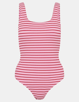 Stripe Crinkle Textured Swimsuit Multi