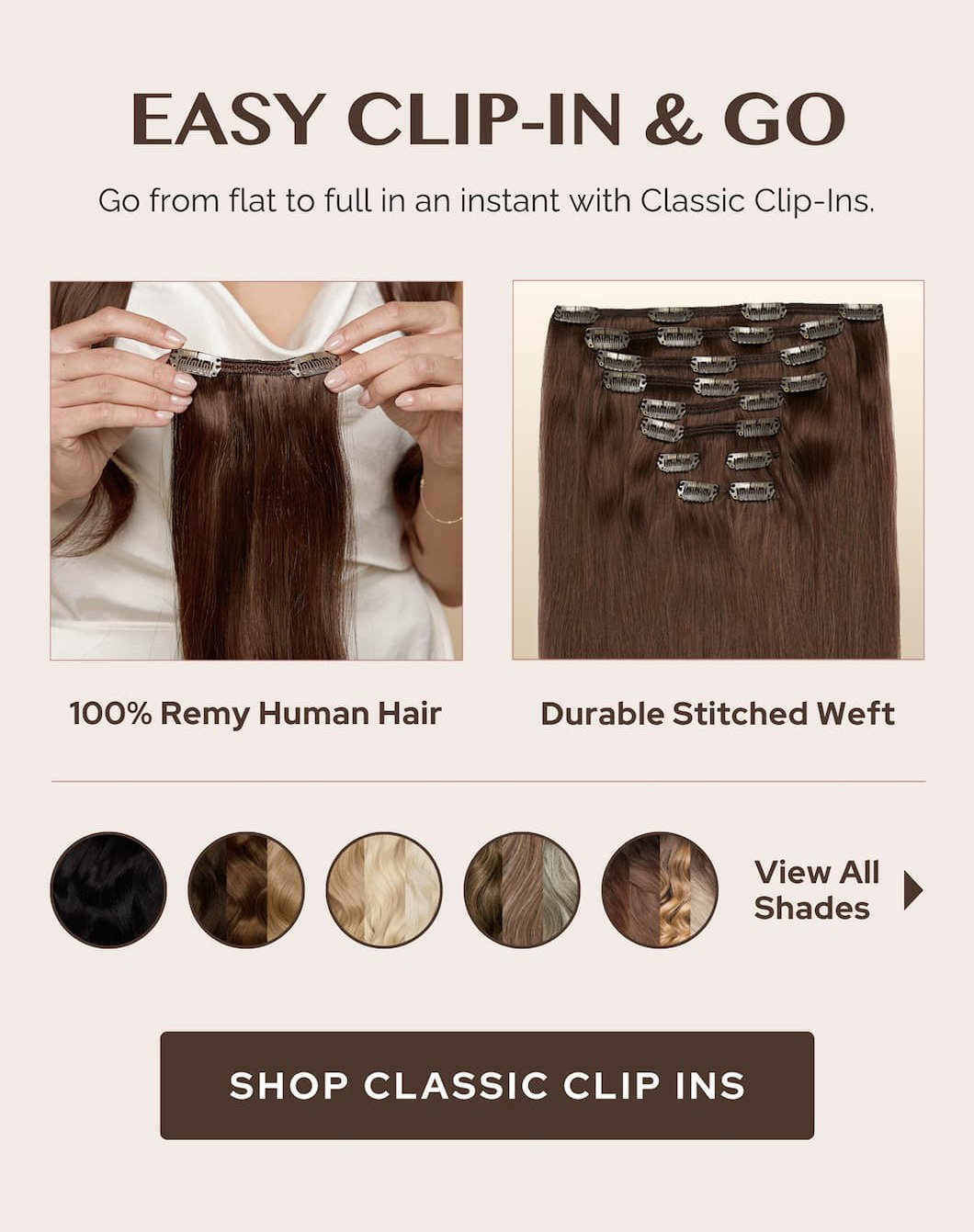 Classic clip in hair