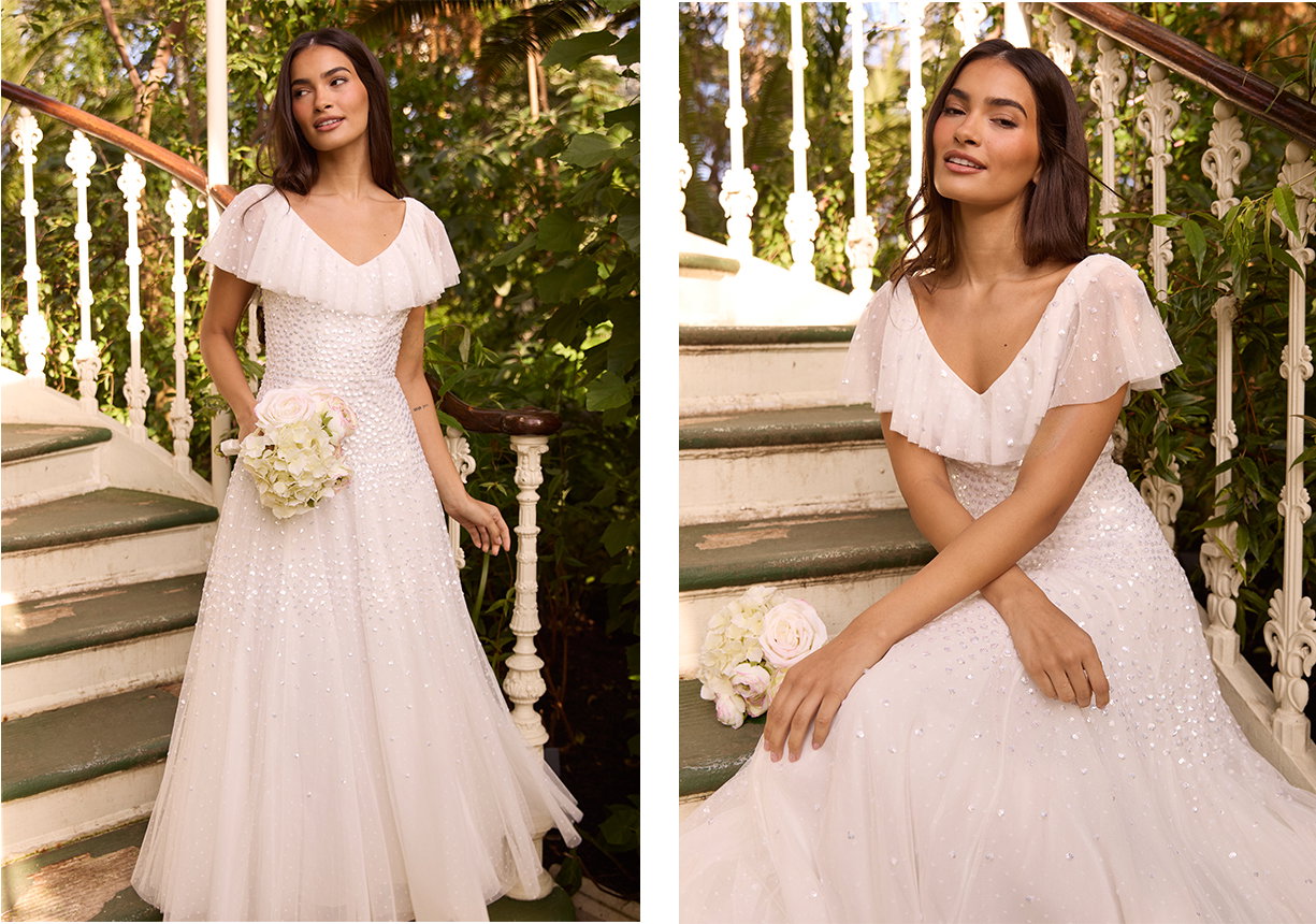 Sunrise V-Neck Ankle Gown