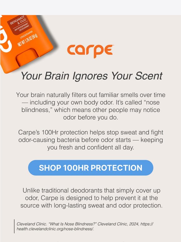 You may not notice your own body odor