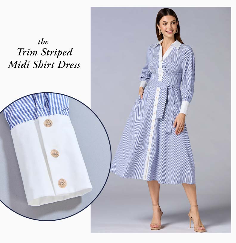 Shop the Trim Striped Midi Shirt Dress
