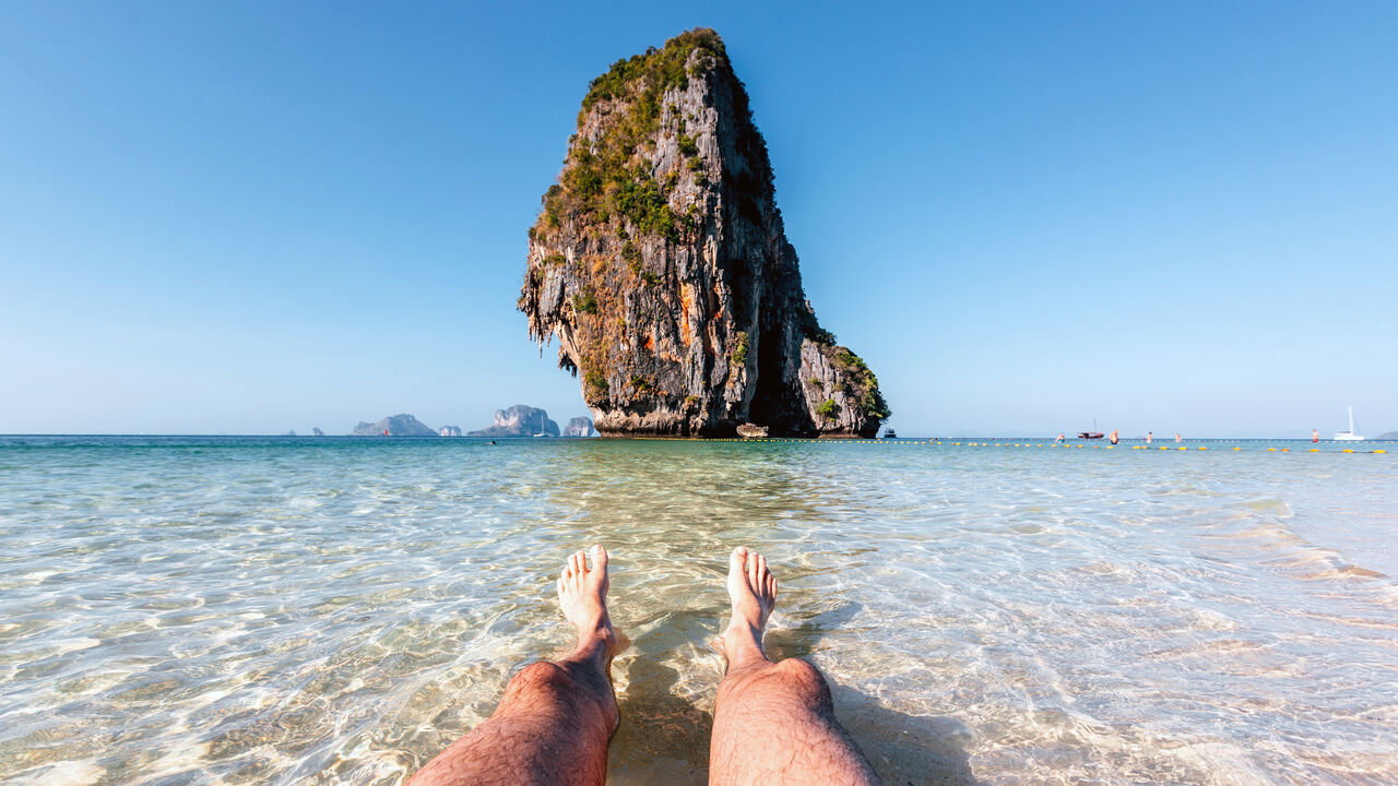 Man relaxing in the ocean