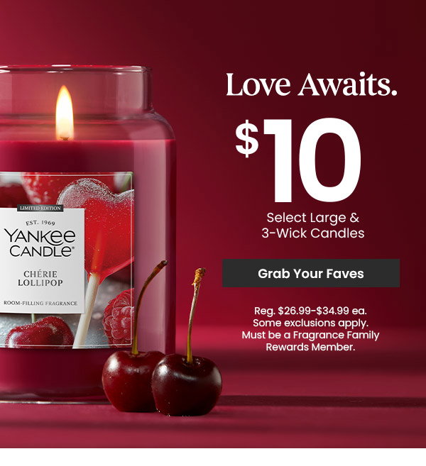 $10 Select Large & 3-Wick Candles