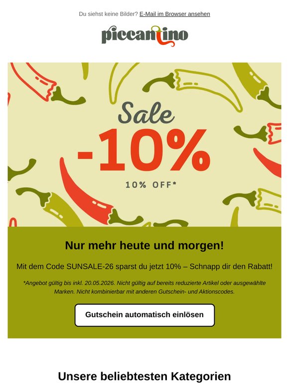 🕒 Dein 10% Rabattcode endet morgen!
