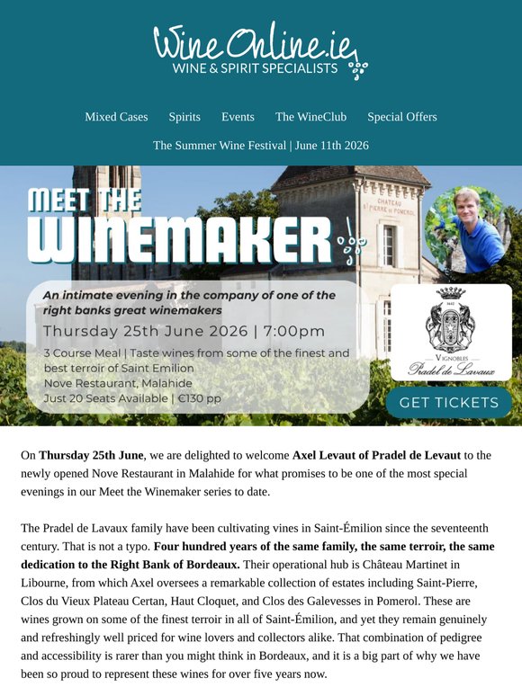 An intimate evening with one of Bordeaux's finest | Thursday 25th June, Malahide
