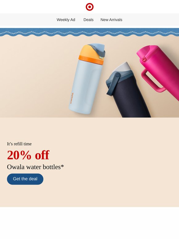 💦 20% off Owala water bottles.