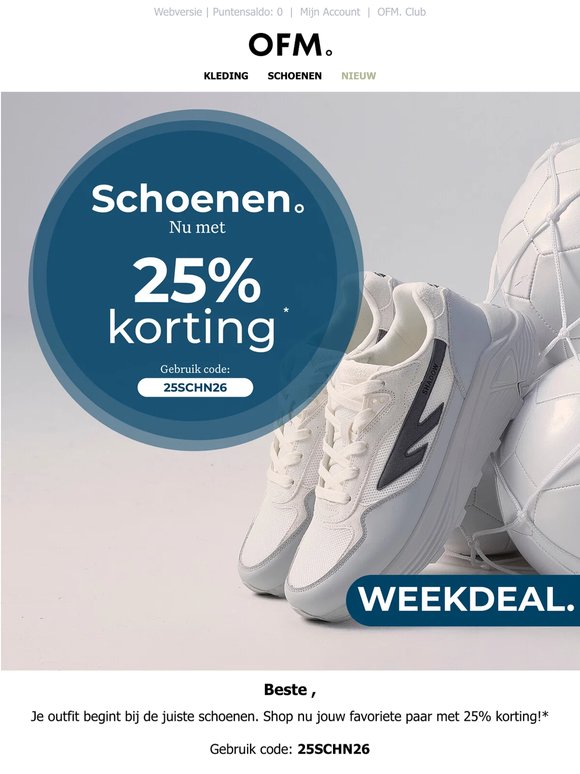 WEEKDEAL: 25% op alle schoenen!