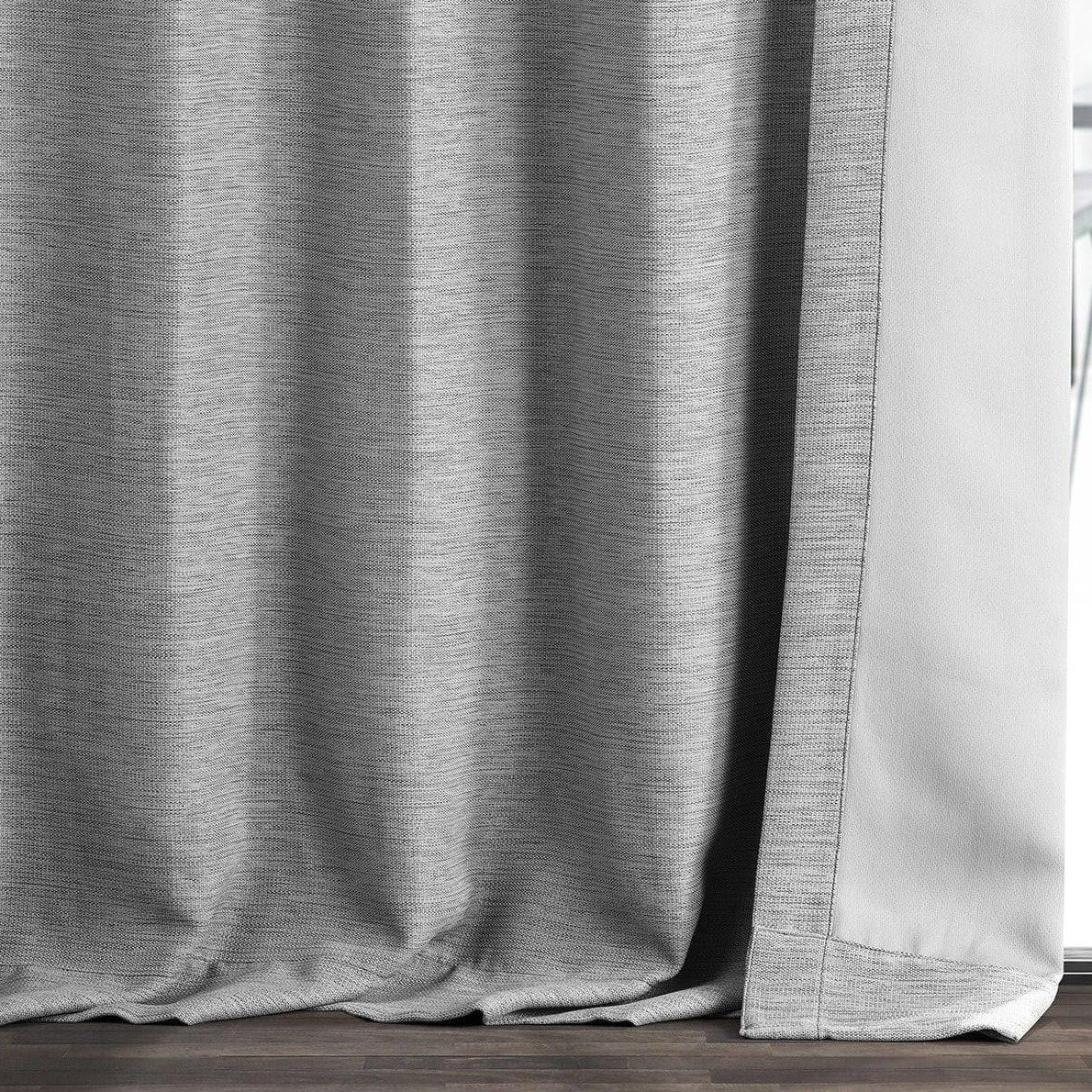 Vista Grey Bellino Textured Faux Linen Room Darkening Curtain