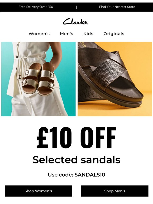 £10 OFF selected sandals starts now