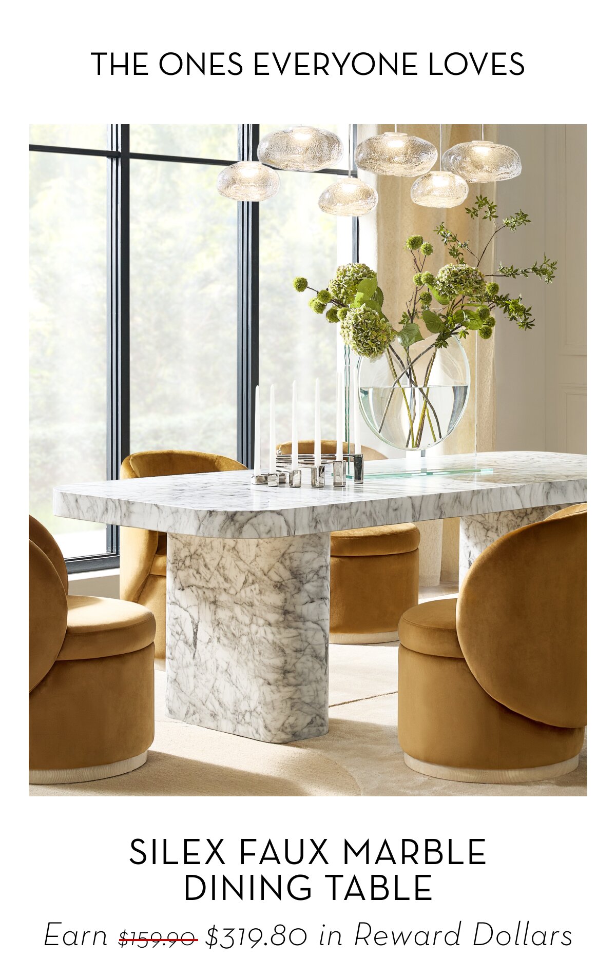 Silex Faux Marble Dining Table