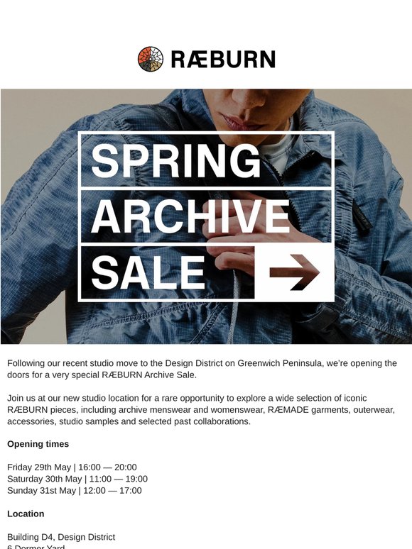 RÆBURN Archive Sale: Tickets Now Available