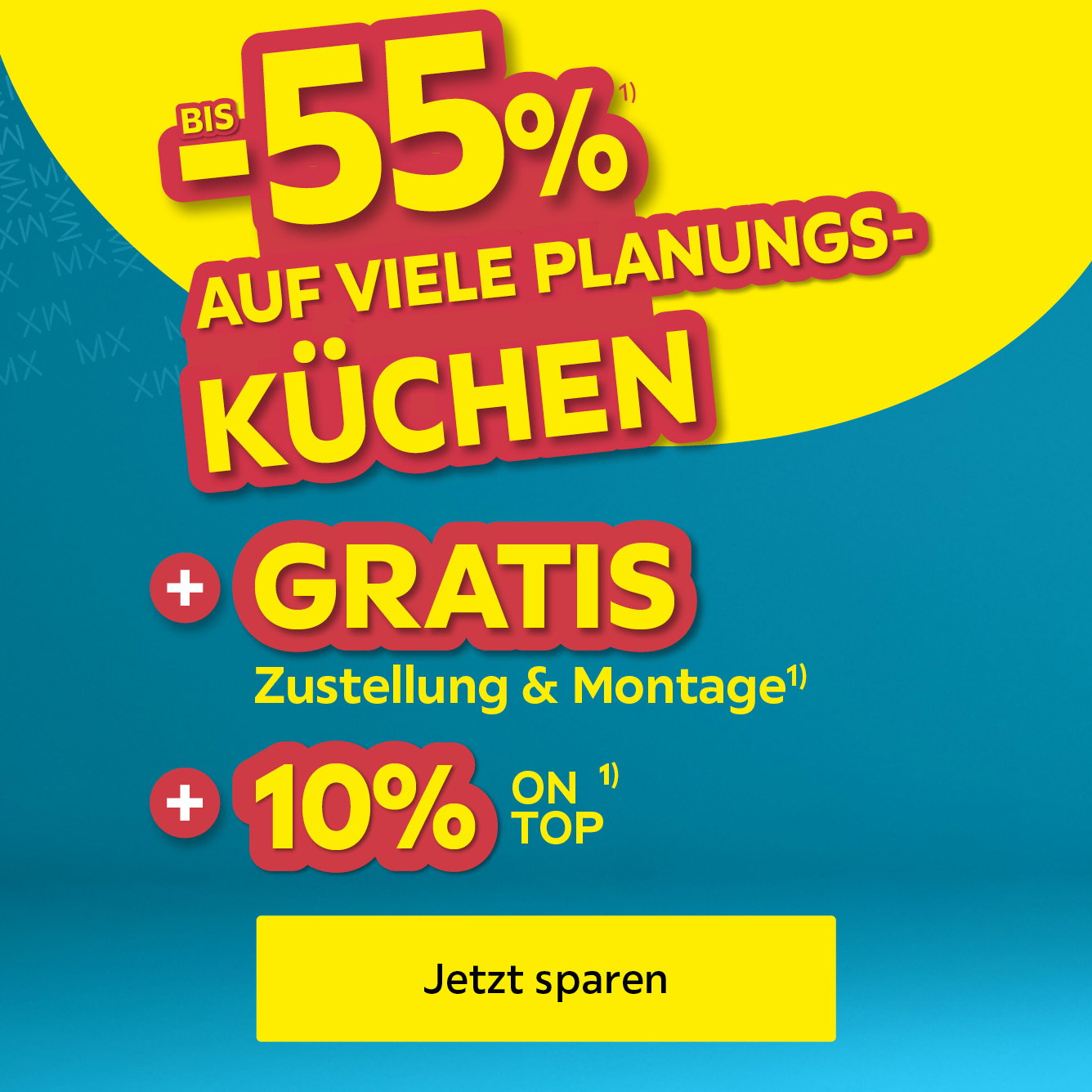-55% auf viele Planungsküchen + GRATIS Zustellung & Montage + 10% ON TOP