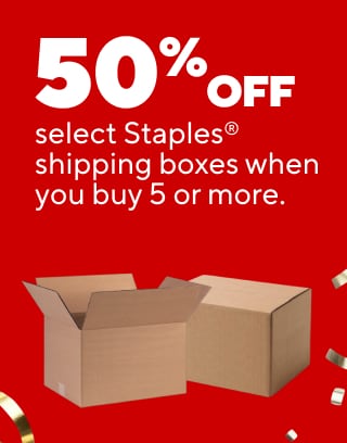 40% back in points on all printers and printer paper in the same transaction
$129.99 Staples Hyken chair
$199.99 FlexiSpot electric standing desk and FlexiSpot chair bundle
50% off select Staples shipping boxes when you buy 5 or more