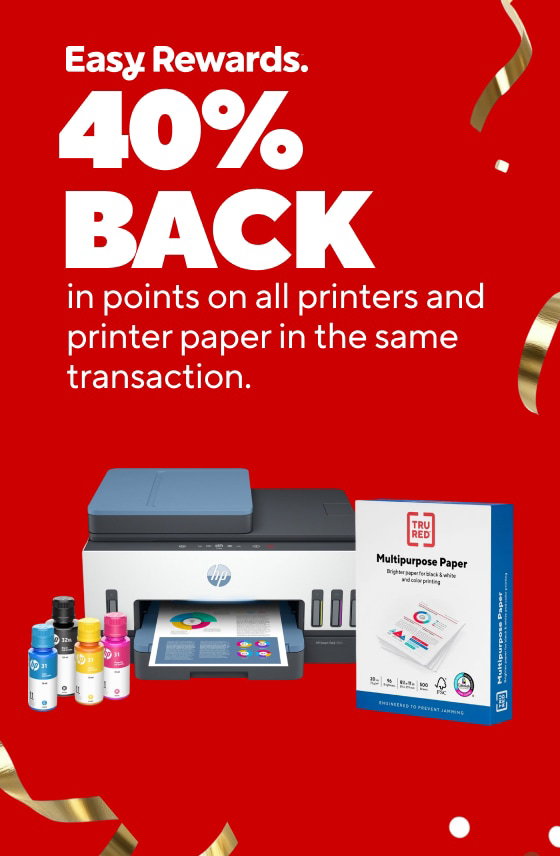 40% back in points on all printers and printer paper in the same transaction
$129.99 Staples Hyken chair
$199.99 FlexiSpot electric standing desk and FlexiSpot chair bundle
50% off select Staples shipping boxes when you buy 5 or more