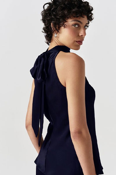 Reese High Neck Satin Top