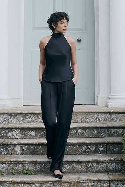 Reese High Neck Satin Top