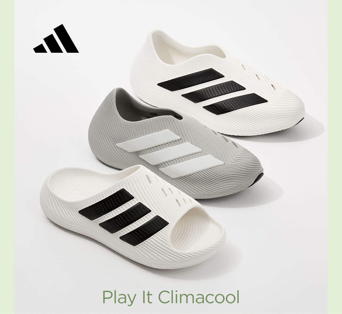 Adidas | Play It Climacool | Lineup Display of Assorted Adidas Sandal Styles