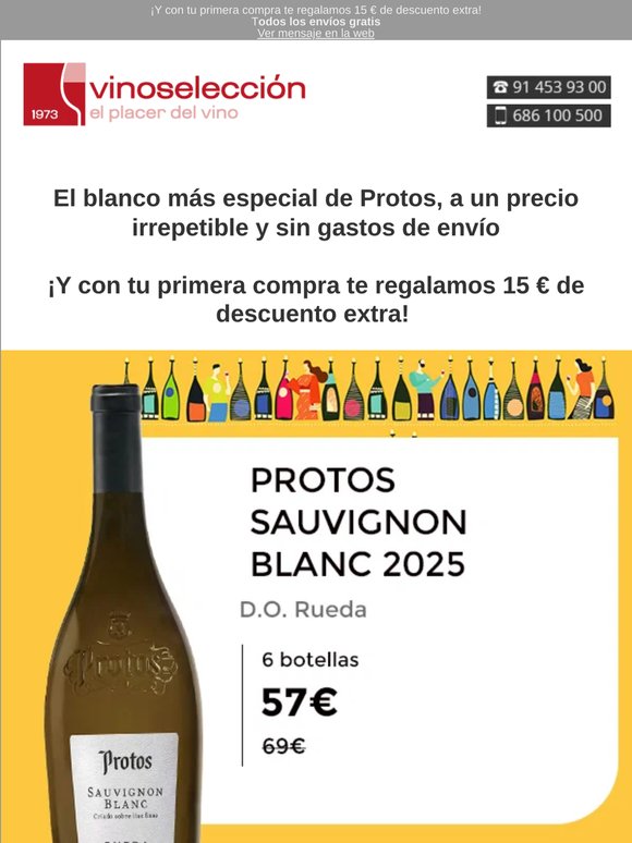 Protos, su blanco más especial sin gastos de envío | Protos Sauvignon Blanc 2025