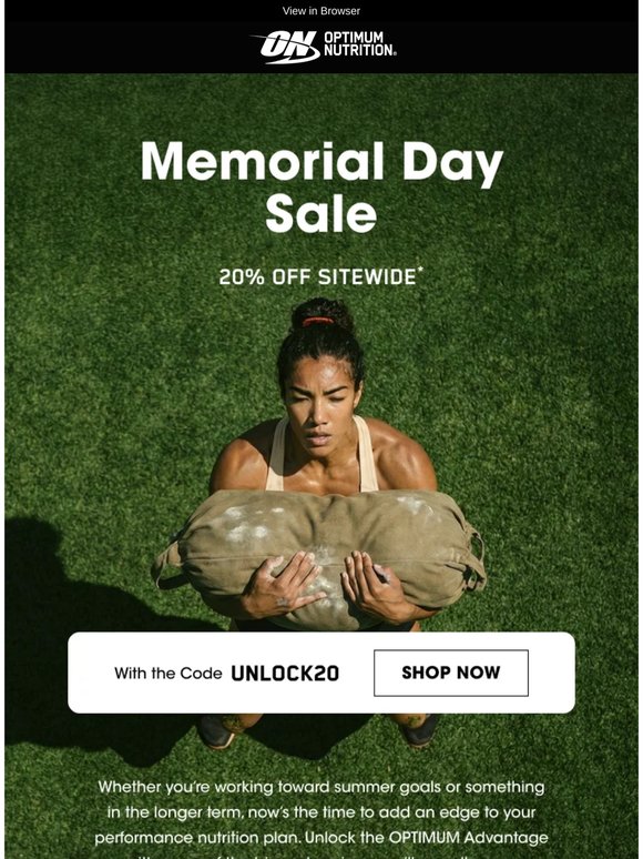 Memorial Day Sale: 20% Off Sitewide