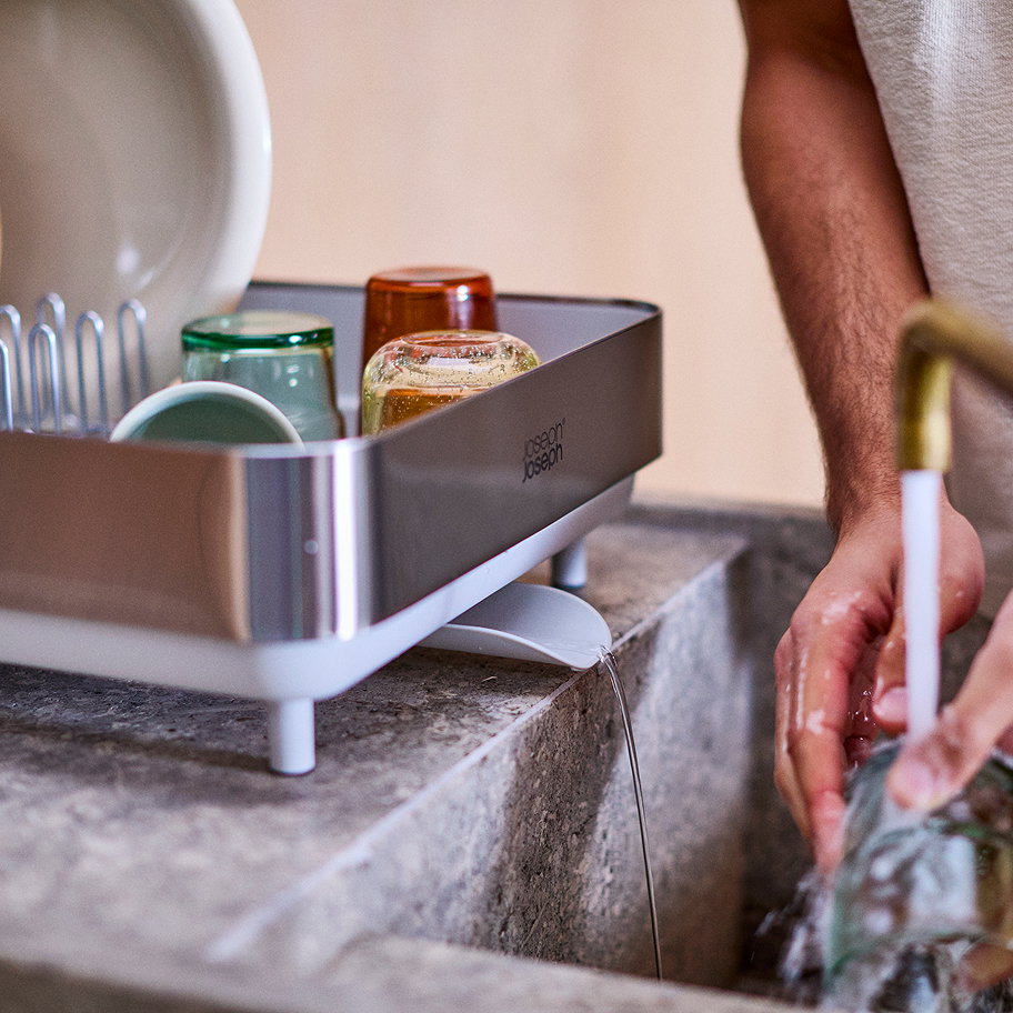 Extend™ Steel Plus Expandable Stone Dish Drainer with Wine Glass Rack