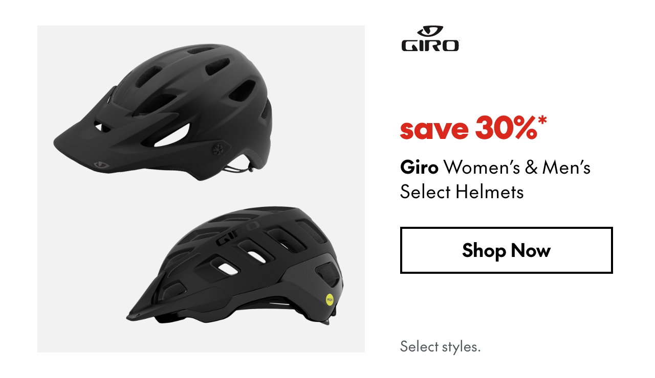 Giro Women's & Men's Select Helmets. Save 30%