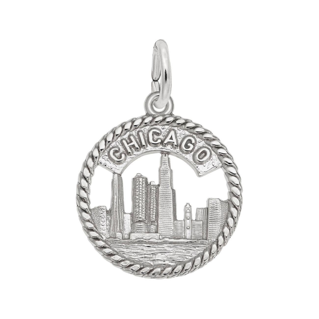 Sterling Silver Chicago Skyline Flat Charm