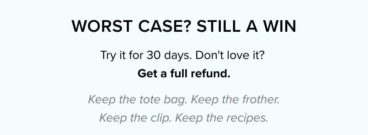 WORST CASE? STILL A WIN - Try it for 30 days.  Don't love it? Get a full refund
