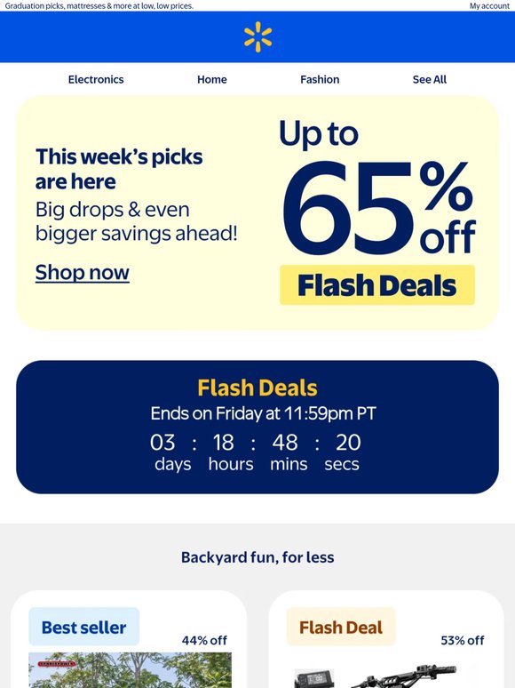 Flash Deals are live—up to 65% off 🥳