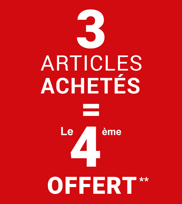 3 articles achetés, le 4ème article offert**