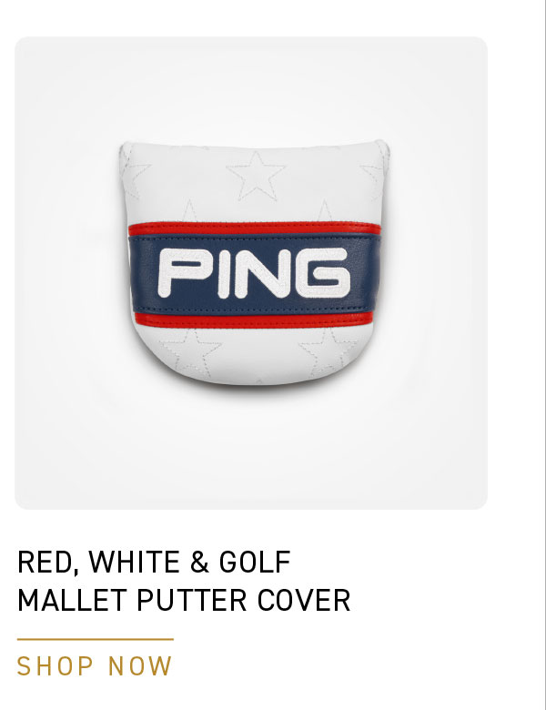 Red, White and Golf Mallet Putter Headcover. click to shop now.