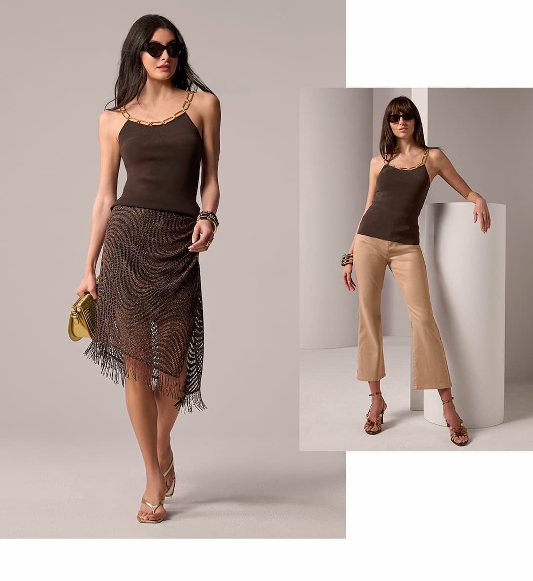 Fine Gauge Chain Scoop Neck Sweater Top