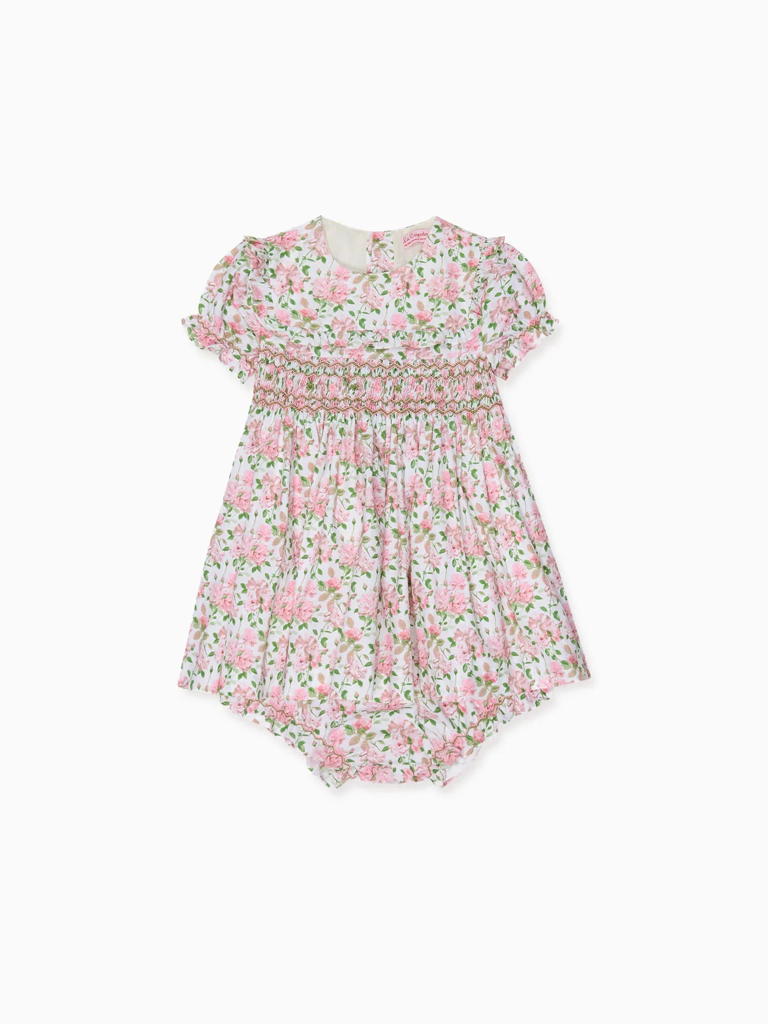 Image of Ivory Floral Silvana Baby Girl Hand-Smocked Set