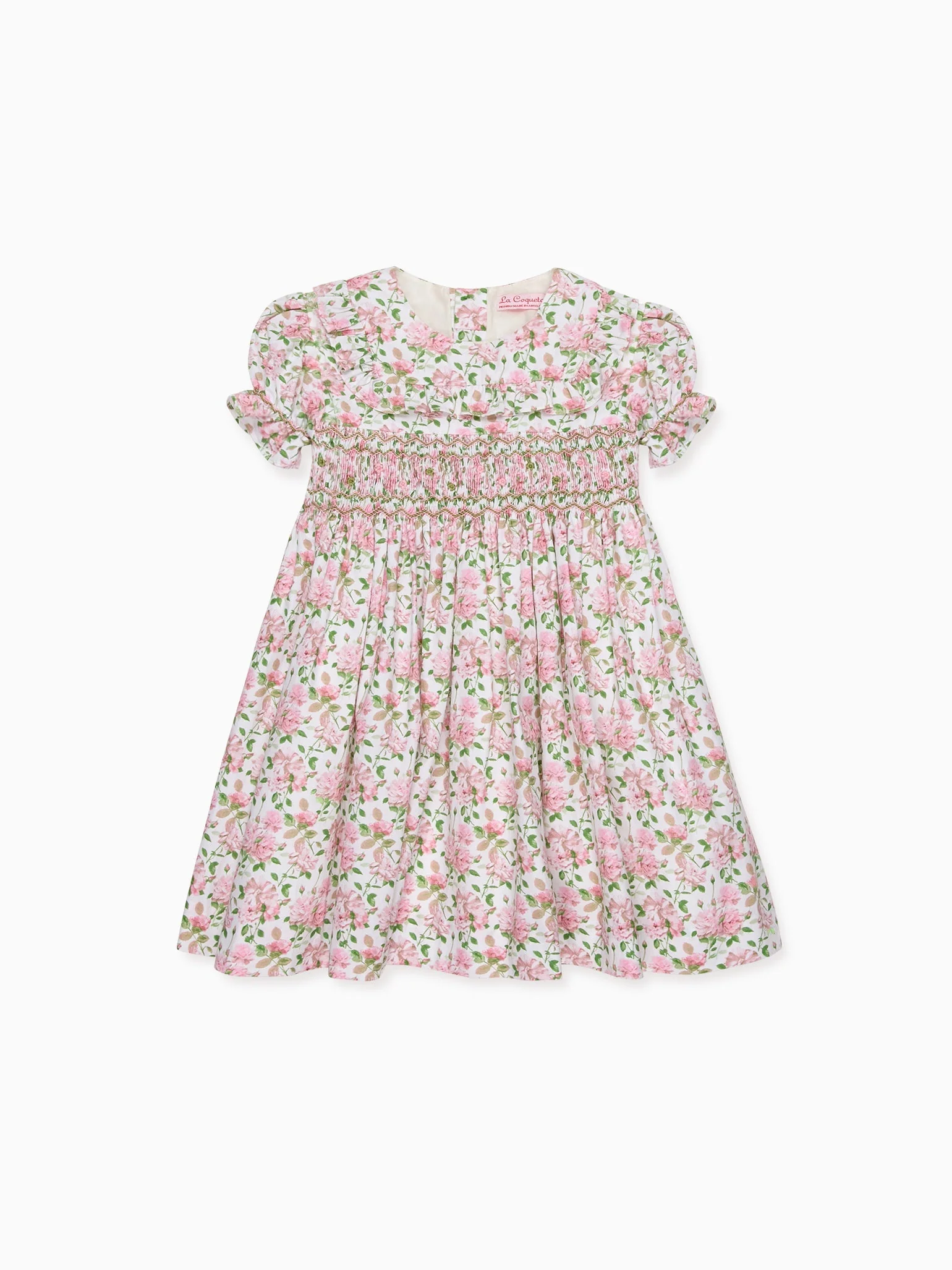 Image of Ivory Floral Silvana Girl Hand-Smocked Dress